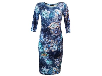 Šaty s 3/4 rukávem v modré barvě - vel.40